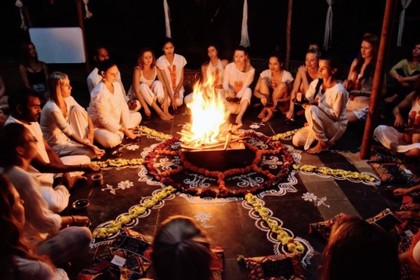 Fire ceremony at the retreat